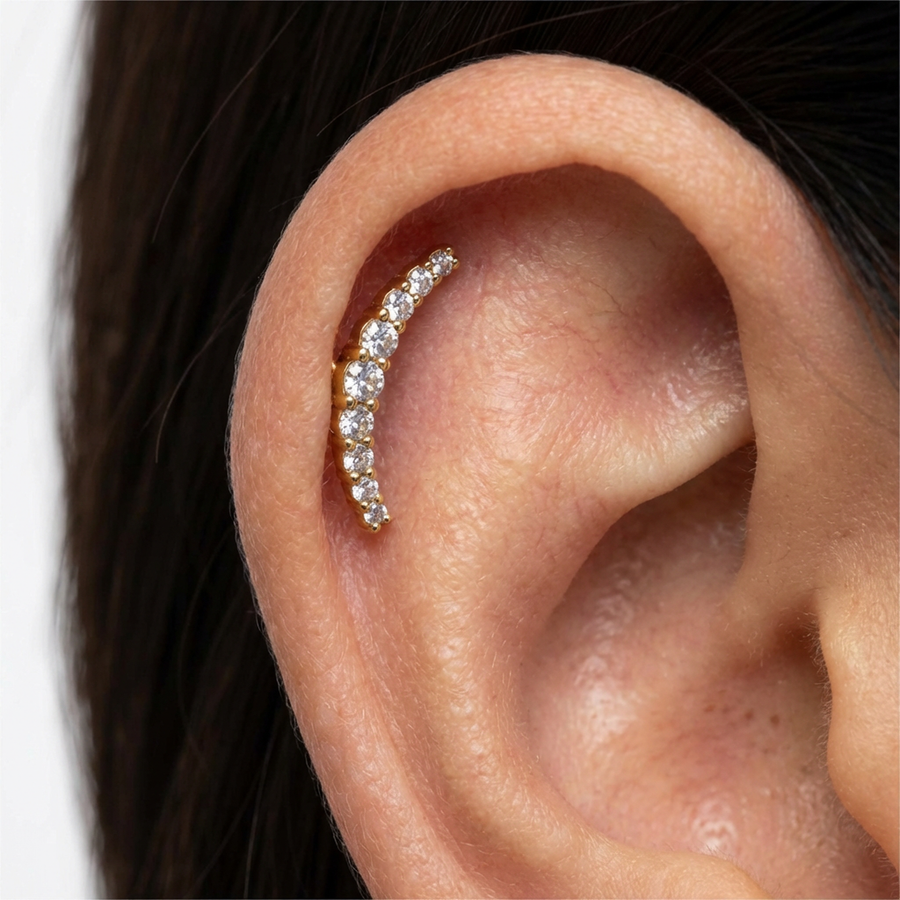 Barretta con arco zirconato in Acciaio Chirurgico 316L - Piercing per orecchio