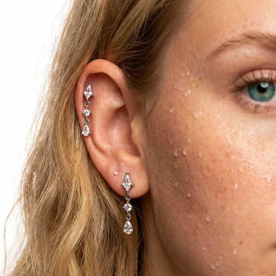 Piercing con zirconi in Titanio G23- Piercing per Lobo, helix, flat