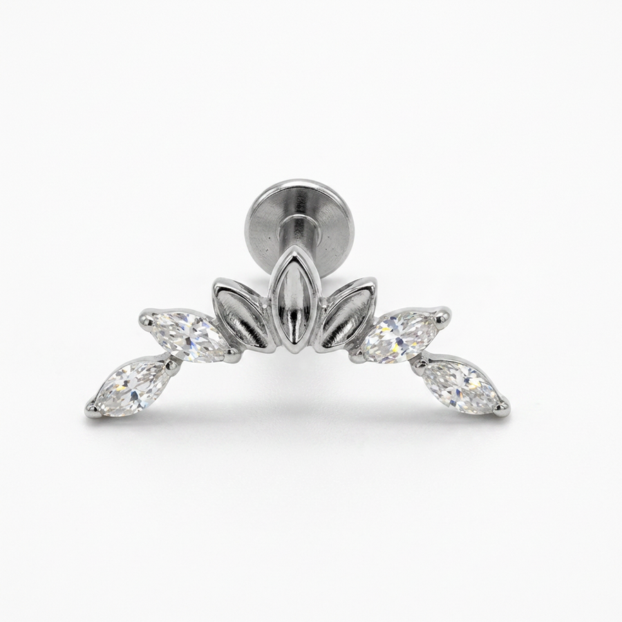Piercing con foglie in Titanio G23- Piercing per Lobo, helix, conch, flat