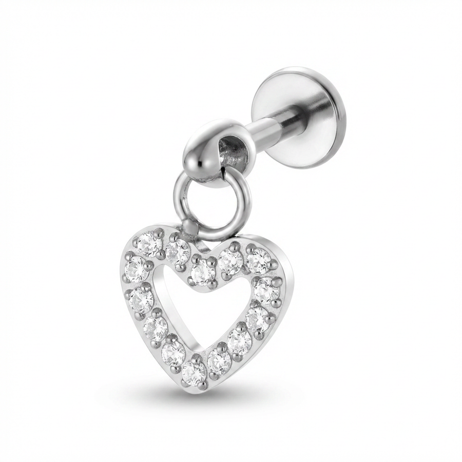 Piercing con cuore e pendente in Titanio - Piercing per orecchio