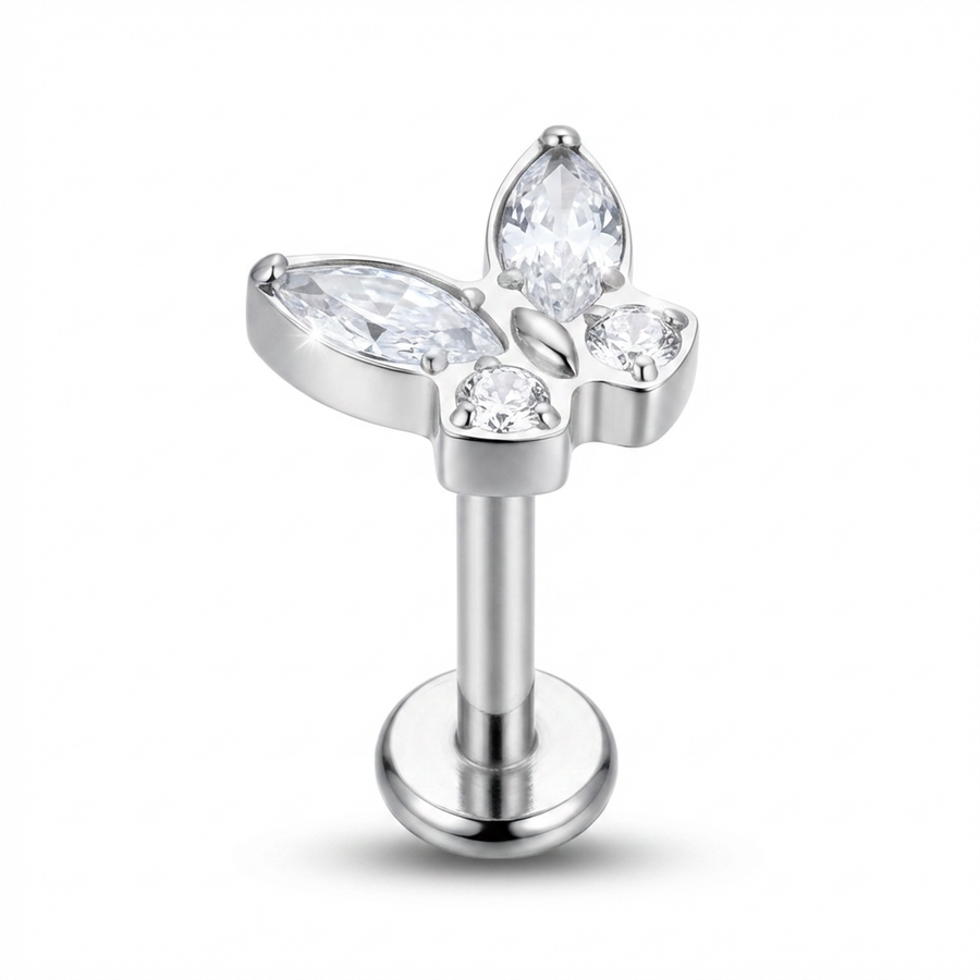 Piercing con zirconi in Titanio G23- Piercing per Lobo, helix, forward helix, conch, flat, tragus