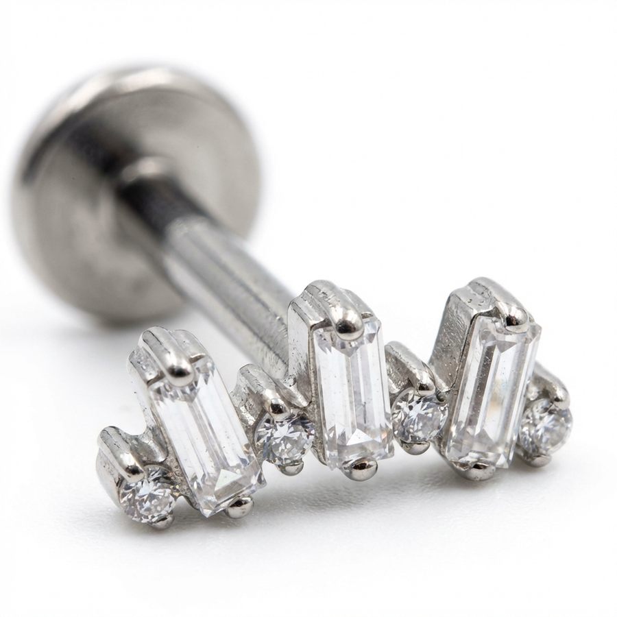 Piercing con zirconi in Titanio G23- Piercing per Lobo, helix, forward helix, conch, flat, tragus