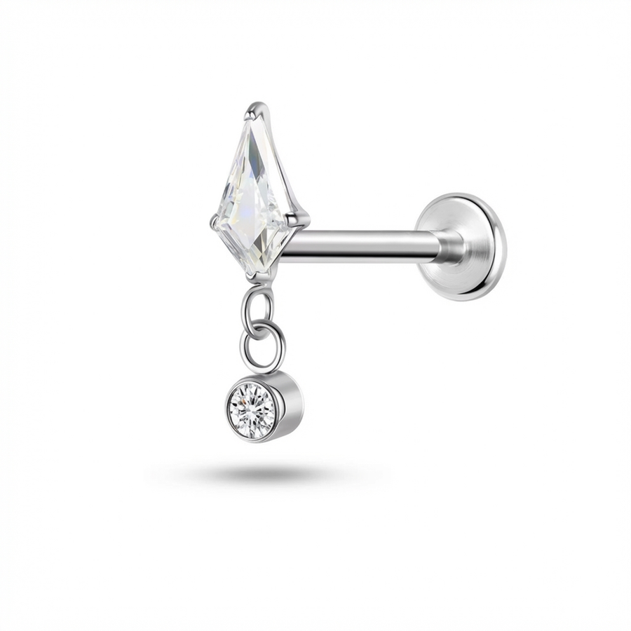 Piercing con zirconi in Titanio G23- Piercing per Lobo, helix, forward helix, flat, tragus