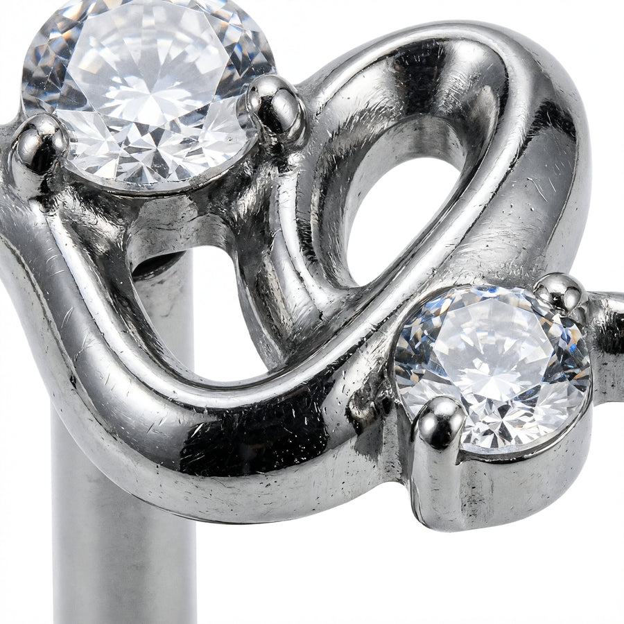 Piercing con serpente e zirconi in Titanio G23- Piercing per Lobo, helix, forward helix, conch, flat, tragus