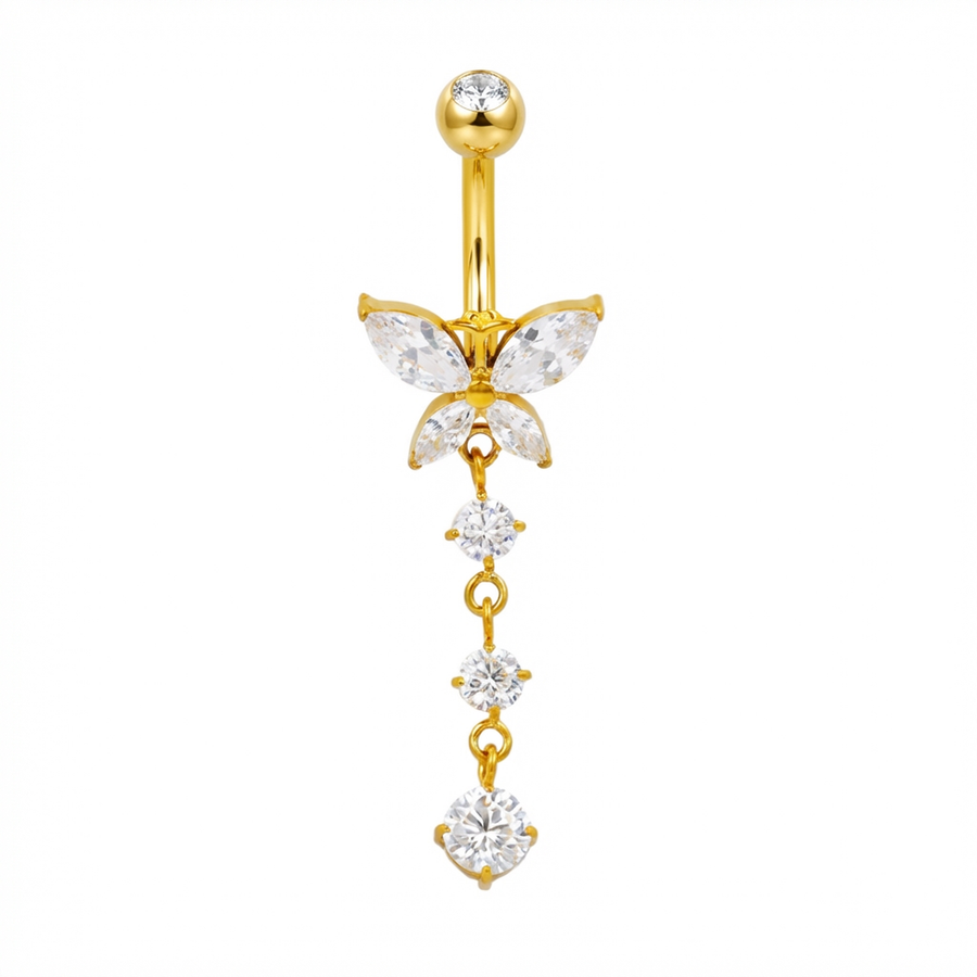Piercing con zirconi in Titanio G23 - Piercing per ombelico