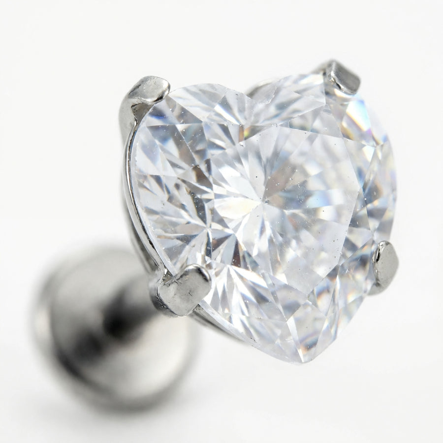 Piercing con cuore di zircone in Titanio G23- Piercing per Lobo, helix, conch, flat