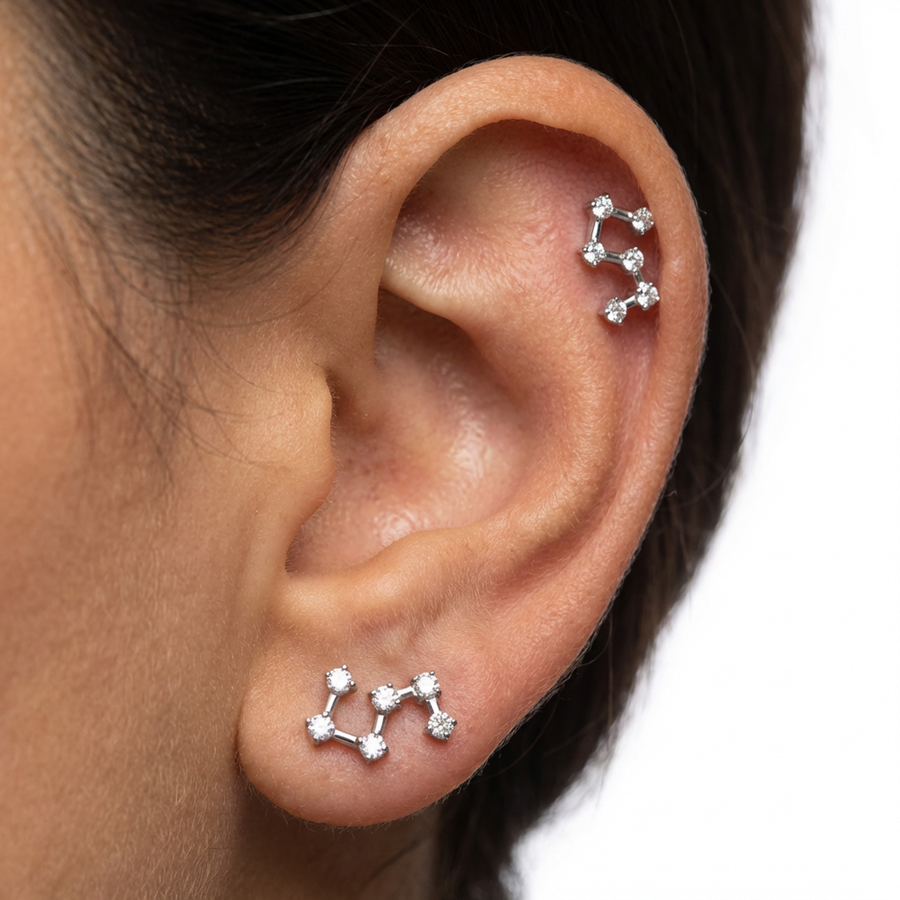 Piercing con zirconi in Titanio G23- Piercing per Lobo, helix, forward helix, conch, flat, tragus