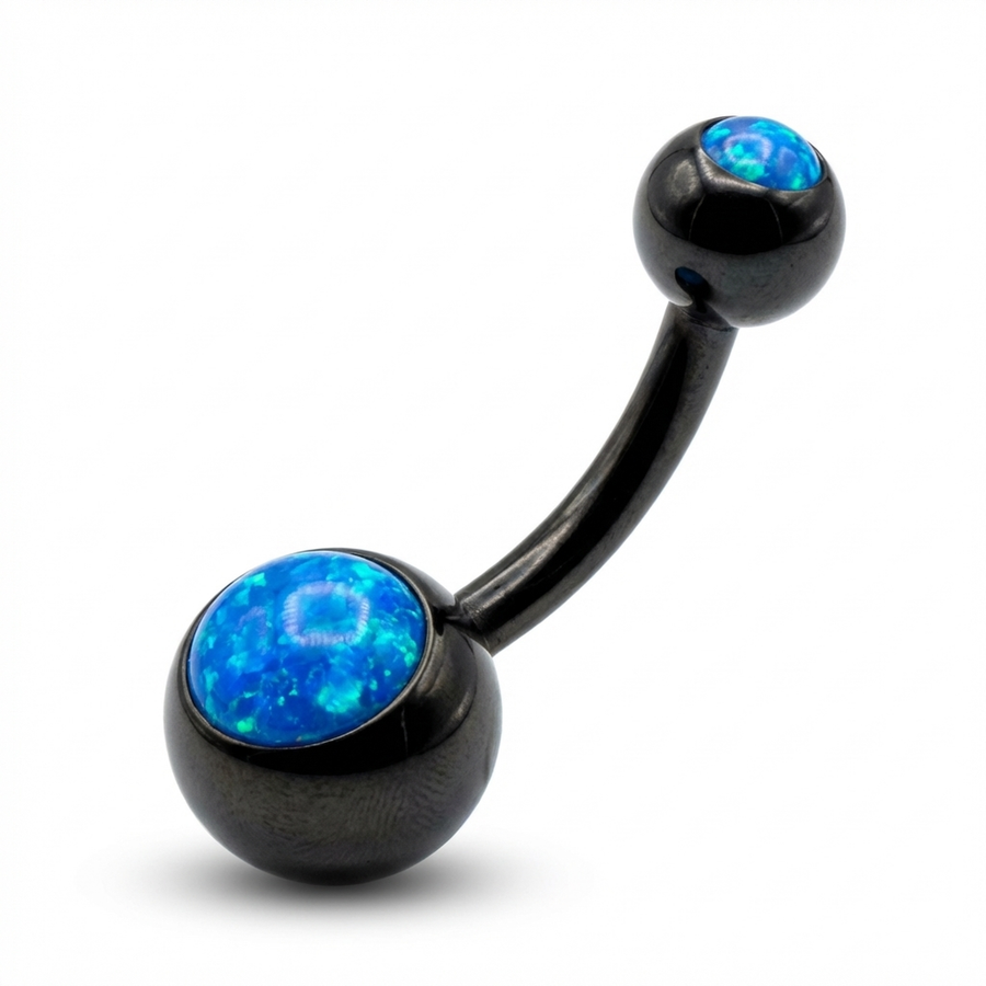 Piercing con nero con pietra multicolor in Titanio G23 - Piercing per ombelico