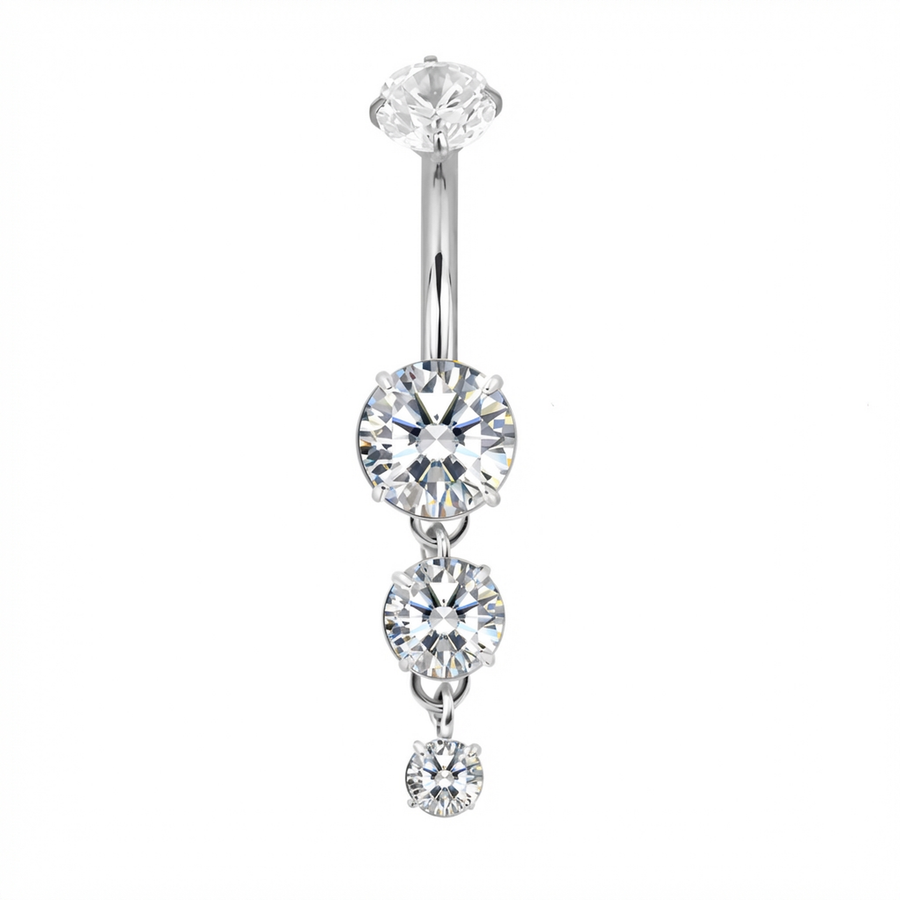 Piercing con zirconi in Titanio G23 - Piercing per ombelico