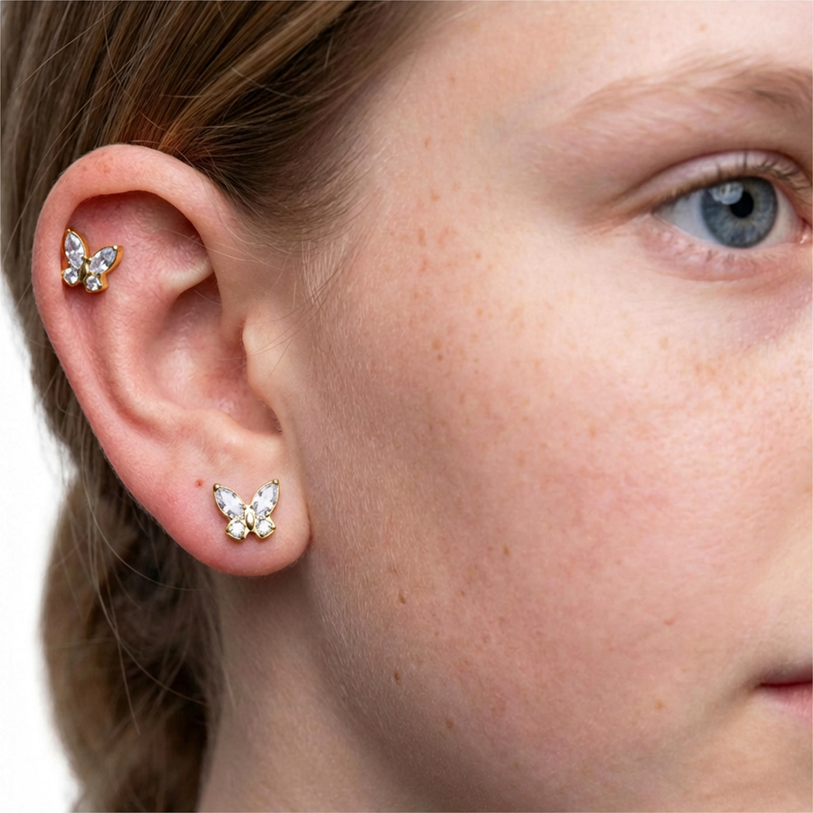 Piercing con zirconi in Titanio G23- Piercing per Lobo, helix, forward helix, conch, flat, tragus