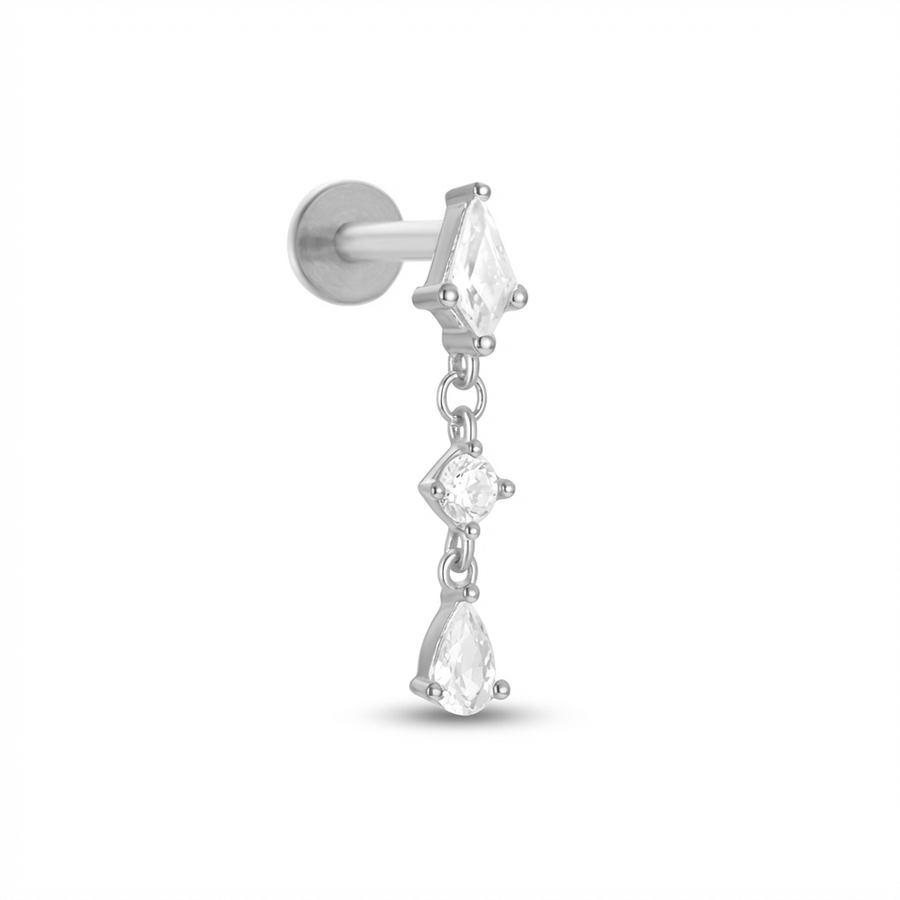 Piercing con zirconi in Titanio G23- Piercing per Lobo, helix, flat