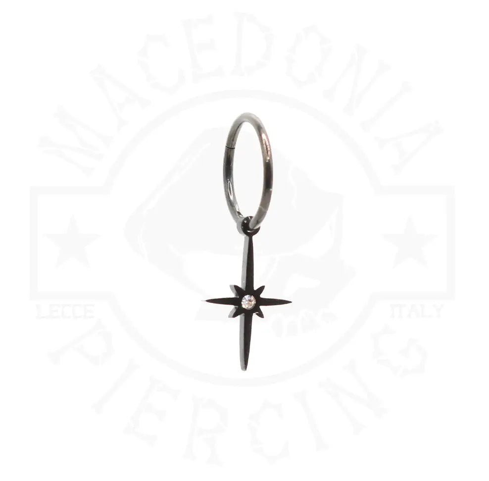 Orecchino Croce in Acciaio Chirurgico 316L con Zircone (Colore Nero)