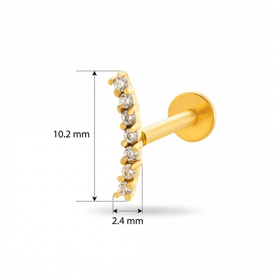 Barretta con sette zirconi in Acciaio Chirurgico 316L - Piercing per orecchio