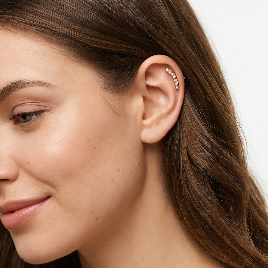 Barretta con sette zirconi in Acciaio Chirurgico 316L - Piercing per orecchio