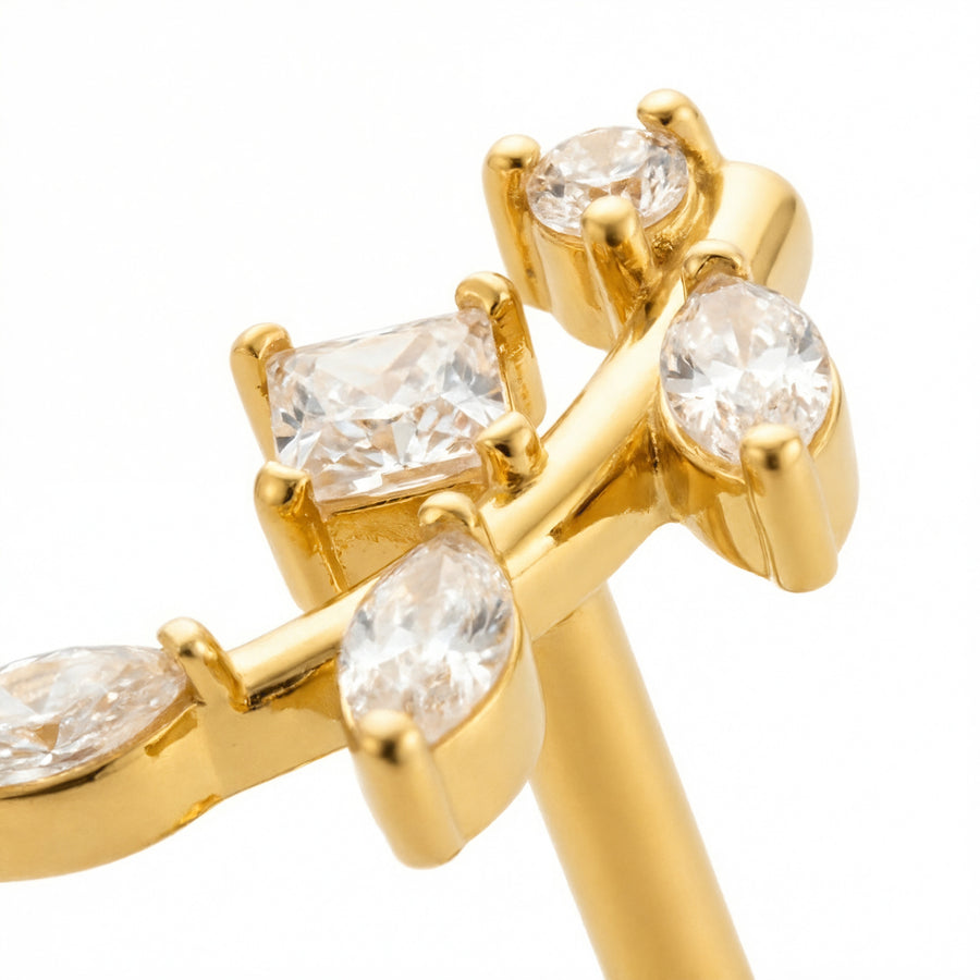 Barretta con ramoscello e zirconi in Acciaio Chirurgico 316L - Piercing per orecchio