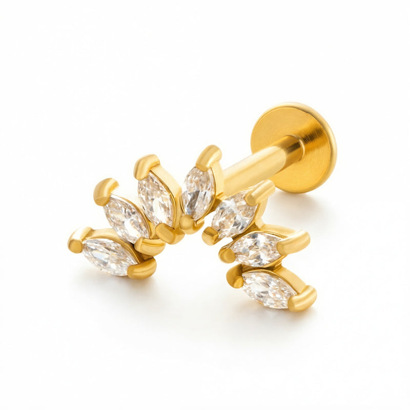 Barretta con sette petali di zirconi in Acciaio Chirurgico 316L - Piercing per orecchio