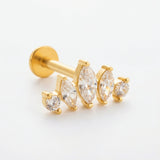 Barretta con cinque zirconi in Acciaio Chirurgico 316L - Piercing per orecchio