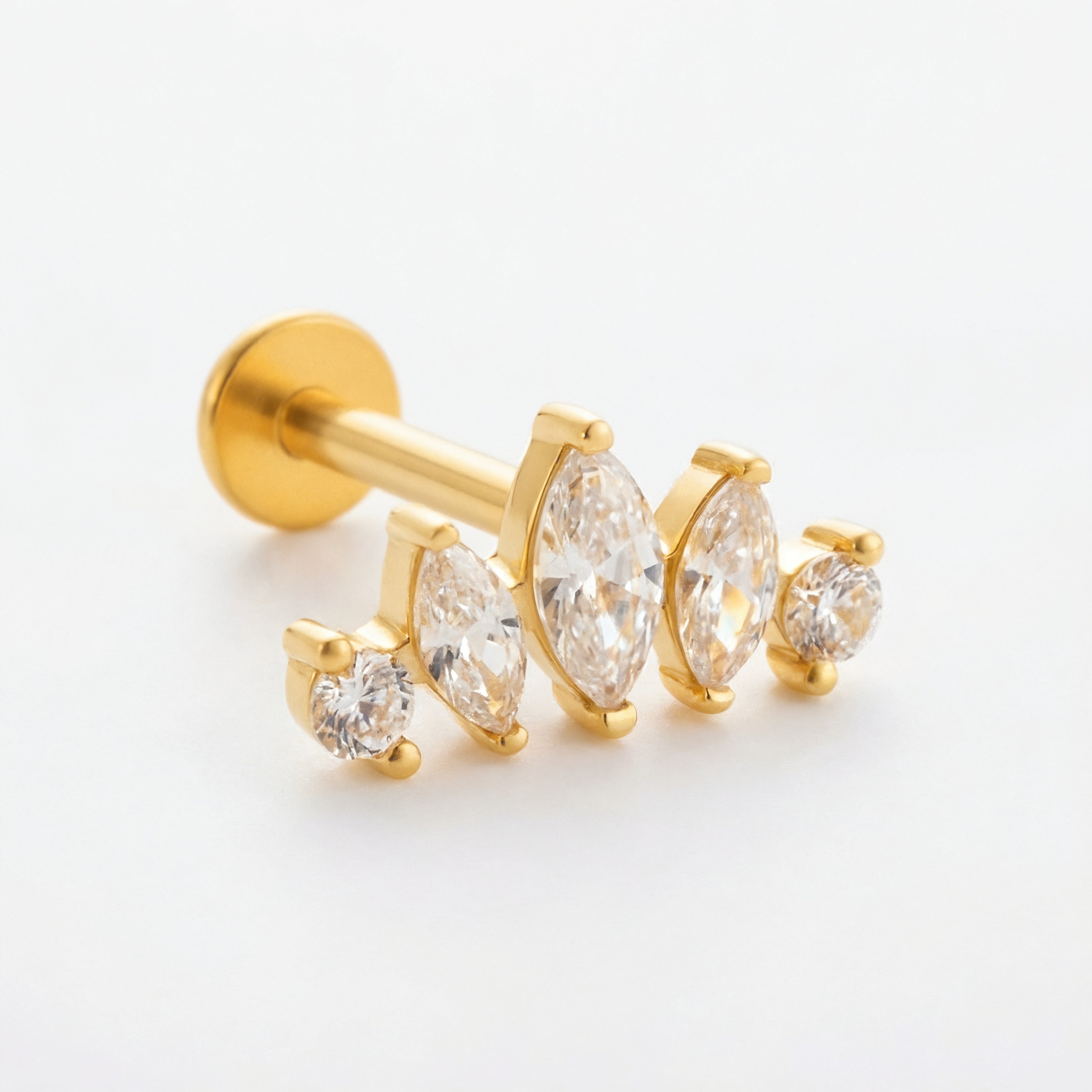Barretta con cinque zirconi in Acciaio Chirurgico 316L - Piercing per lobo, helix, forward helix, conch, flat, tragus