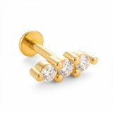 Barretta con tre zirconi in Acciaio Chirurgico 316L - Piercing per orecchio