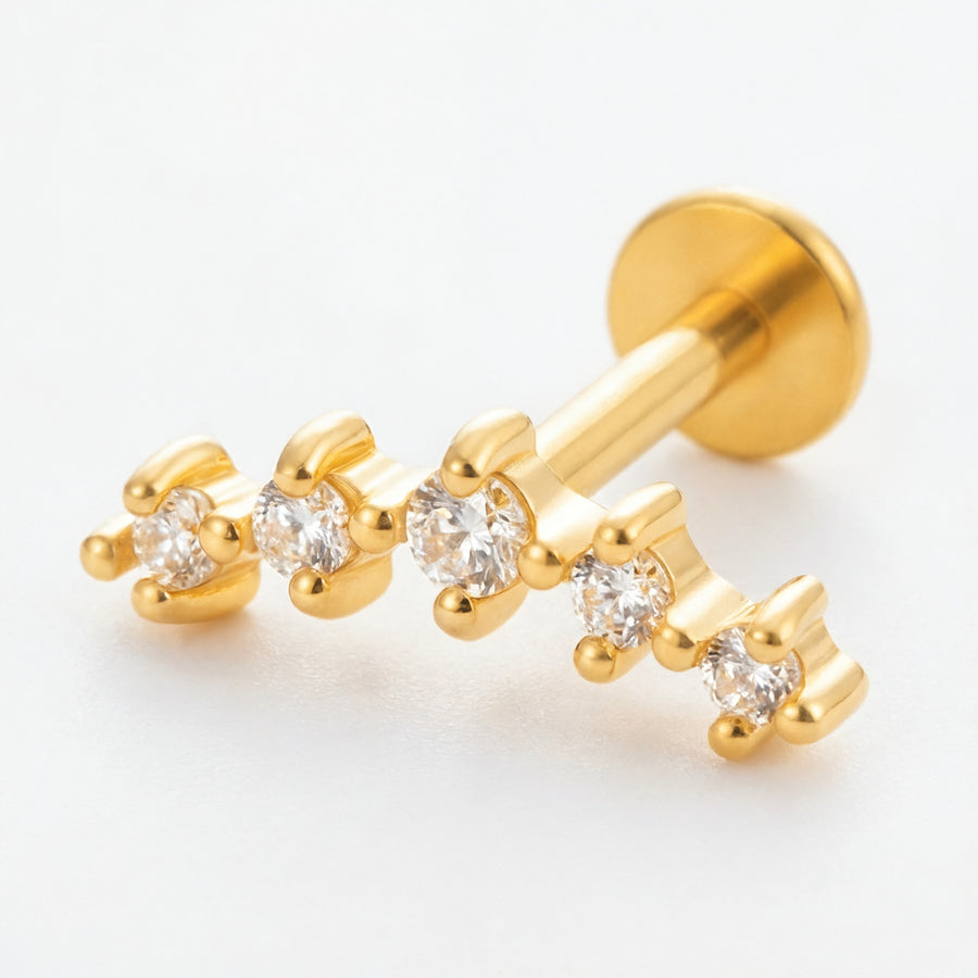 Barretta con cinque zirconi in Acciaio Chirurgico 316L - Piercing per orecchio