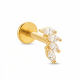 Barretta con quattro petali di zirconi in Acciaio Chirurgico 316L - Piercing per orecchio