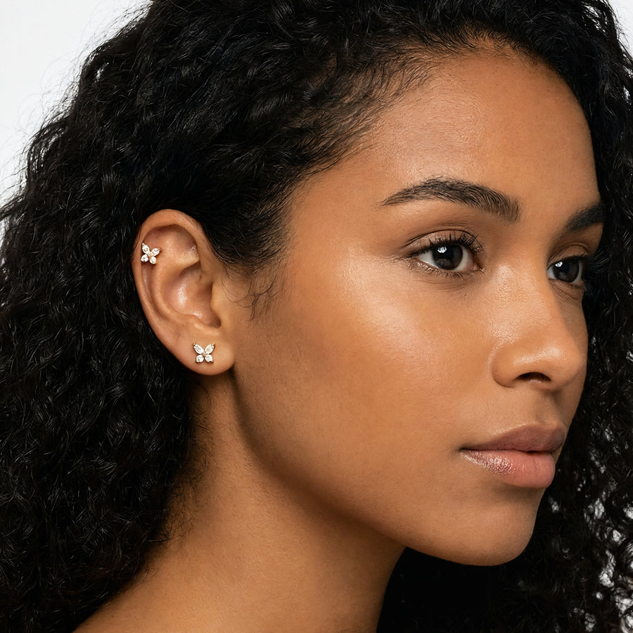 Barretta con farfalla zirconata in Acciaio Chirurgico 316L - Piercing per orecchio