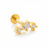 Barretta con tre zirconi in Acciaio Chirurgico 316L - Piercing per orecchio