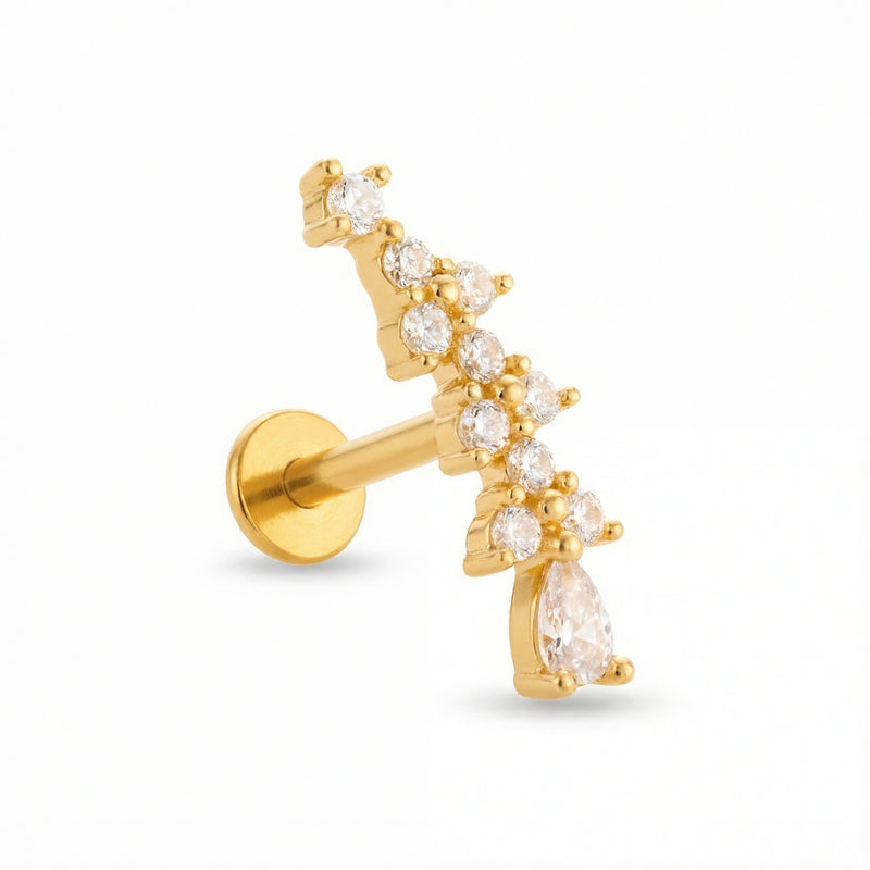 Barretta con zirconi in Acciaio Chirurgico 316L - Piercing per orecchio