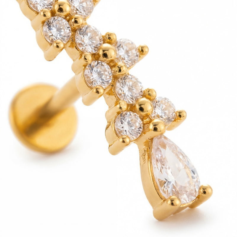 Barretta con zirconi in Acciaio Chirurgico 316L - Piercing per orecchio