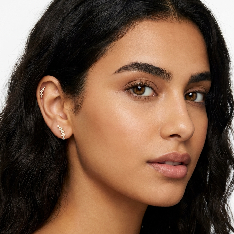 Barretta con zirconi in Acciaio Chirurgico 316L - Piercing per orecchio