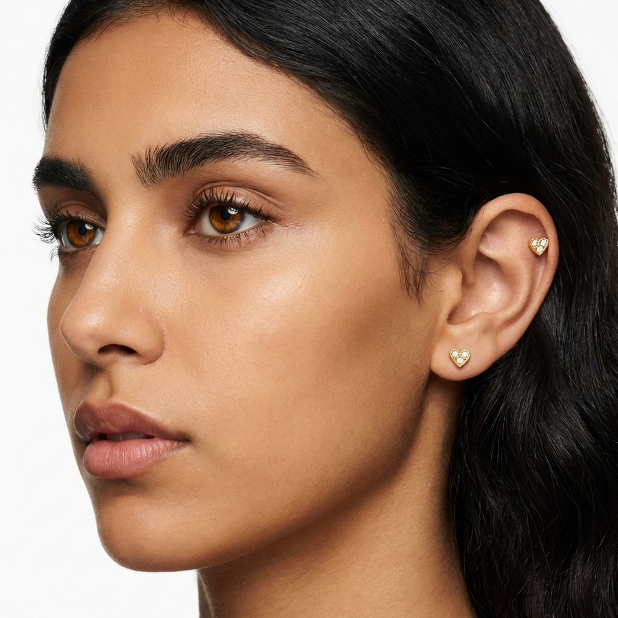 Barretta con cuore in Acciaio Chirurgico 316L - Piercing per orecchio