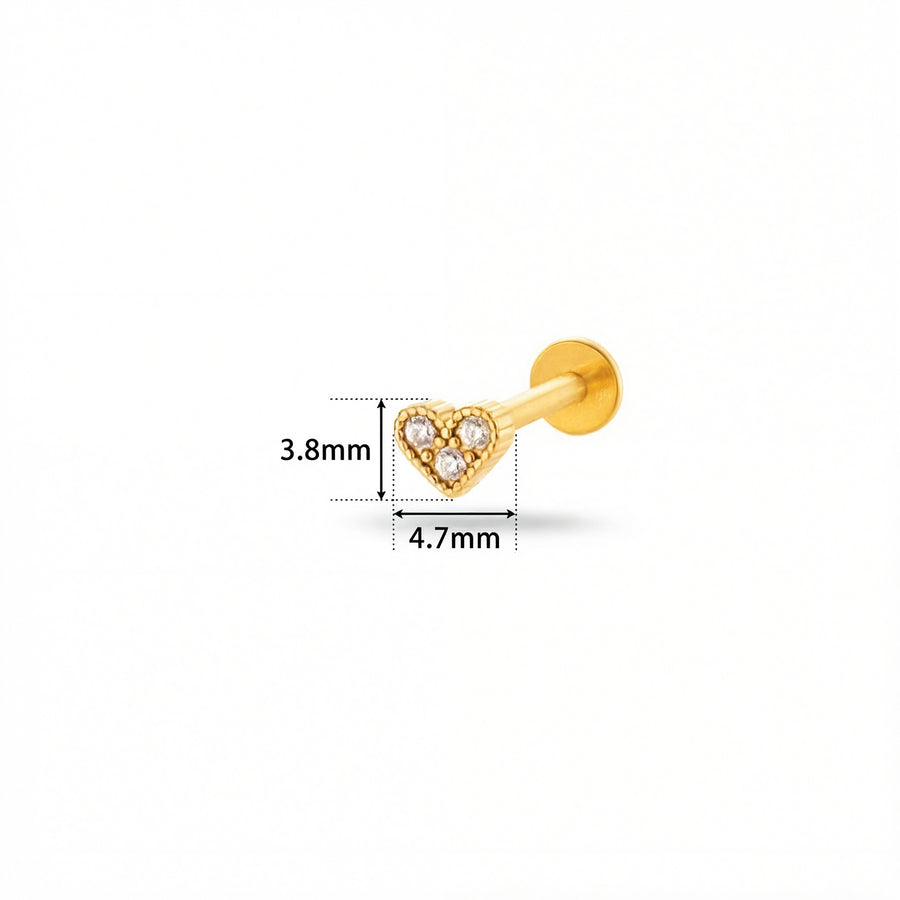 Barretta con cuore in Acciaio Chirurgico 316L - Piercing per orecchio