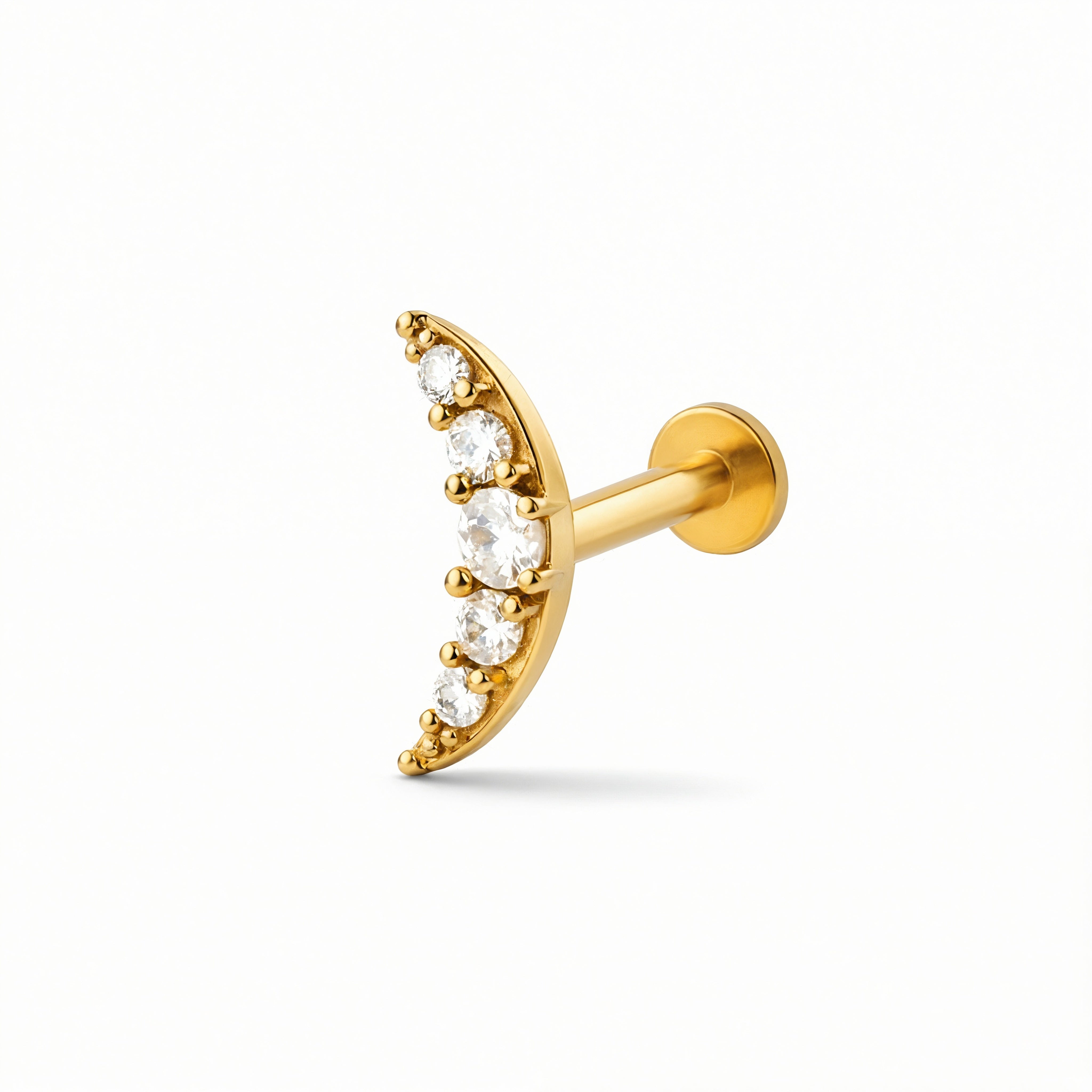 Piercing con arco di zirconi in Acciaio Chirurgico 316L - Piercing per lobo, helix, forward helix, conch, flat, tragus