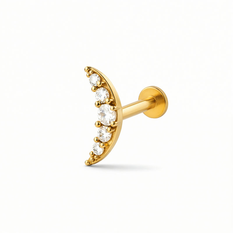 Piercing con arco di zirconi in Acciaio Chirurgico 316L - Piercing per lobo, helix, forward helix, conch, flat, tragus