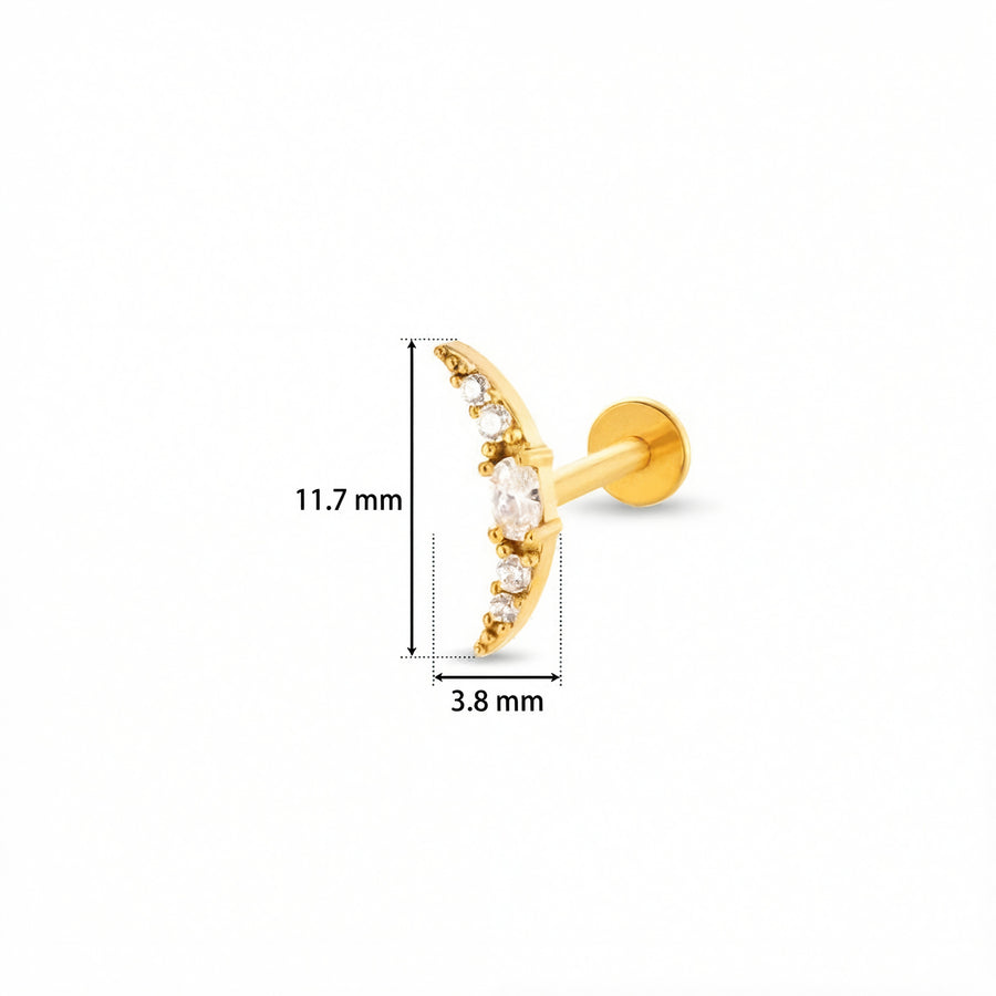 Barretta con arco di zirconi in Acciaio Chirurgico 316L - Piercing per orecchio