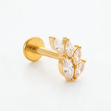 Barretta con sette petali zirconati in Acciaio Chirurgico 316L - Piercing per lobo, helix, forward helix, conch, flat, tragus
