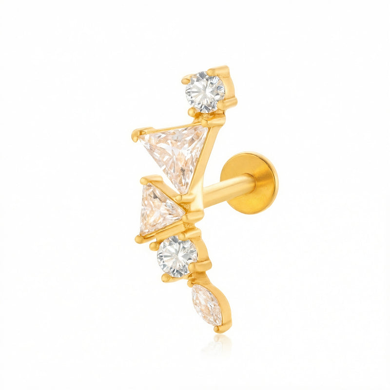 Barretta con cinque zirconi in Acciaio Chirurgico 316L - Piercing per orecchio