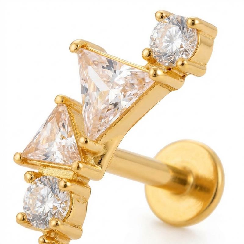 Barretta con cinque zirconi in Acciaio Chirurgico 316L - Piercing per orecchio
