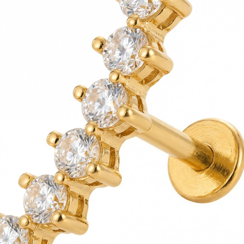 Barretta con arco di zirconi in Acciaio Chirurgico 316L - Piercing per orecchio