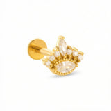 Barretta con zirconi in Acciaio Chirurgico 316L- Piercing per lobo, helix, forward helix, conch, flat, tragus