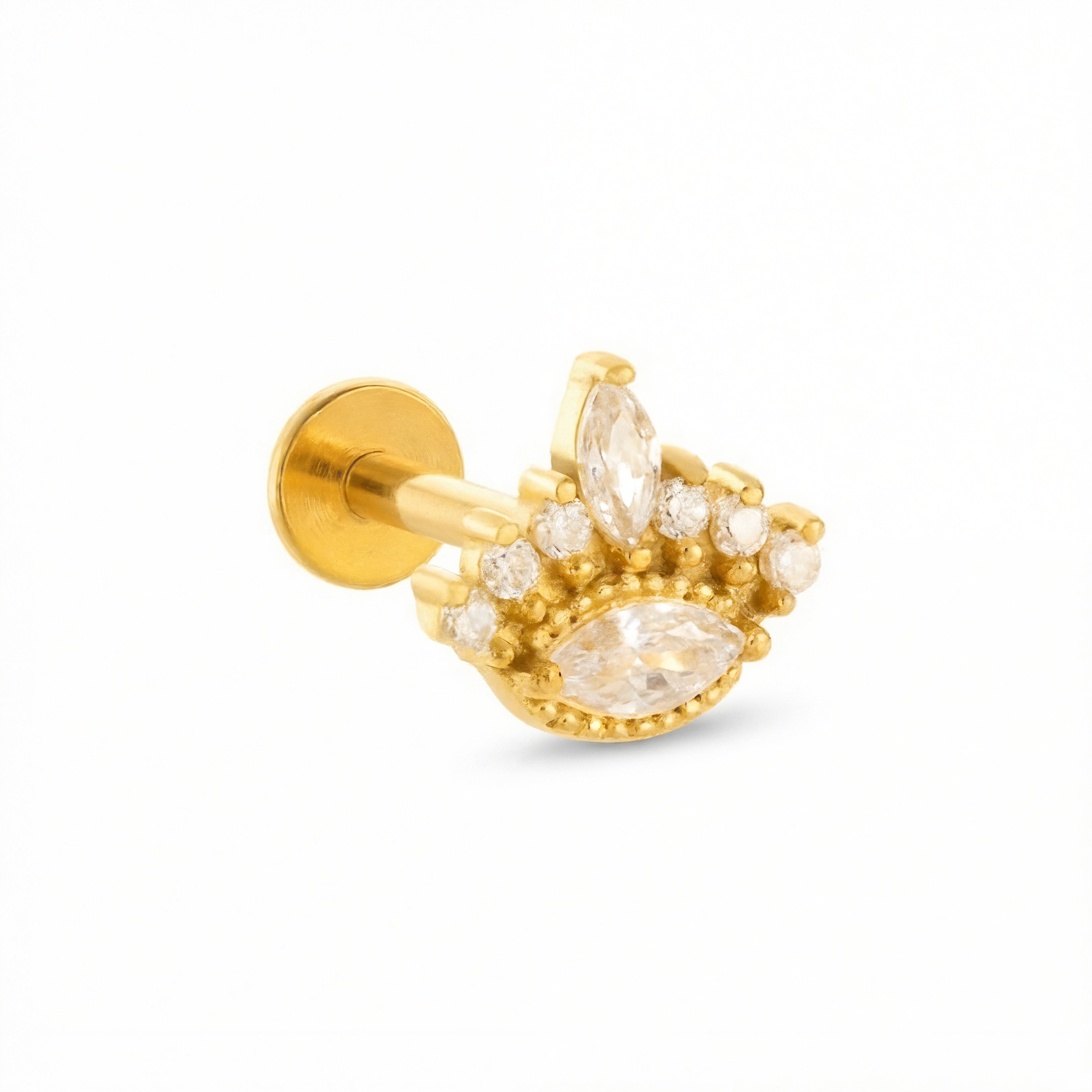 Barretta con zirconi in Acciaio Chirurgico 316L- Piercing per lobo, helix, forward helix, conch, flat, tragus