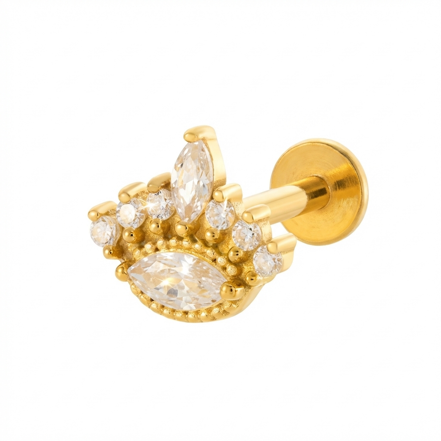 Barretta con zirconi in Acciaio Chirurgico 316L- Piercing per lobo, helix, forward helix, conch, flat, tragus