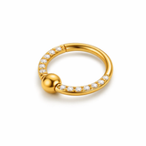 Cerchietto con zirconi e pallina in Acciaio Chirurgico 316L - Piercing per orecchio/ naso