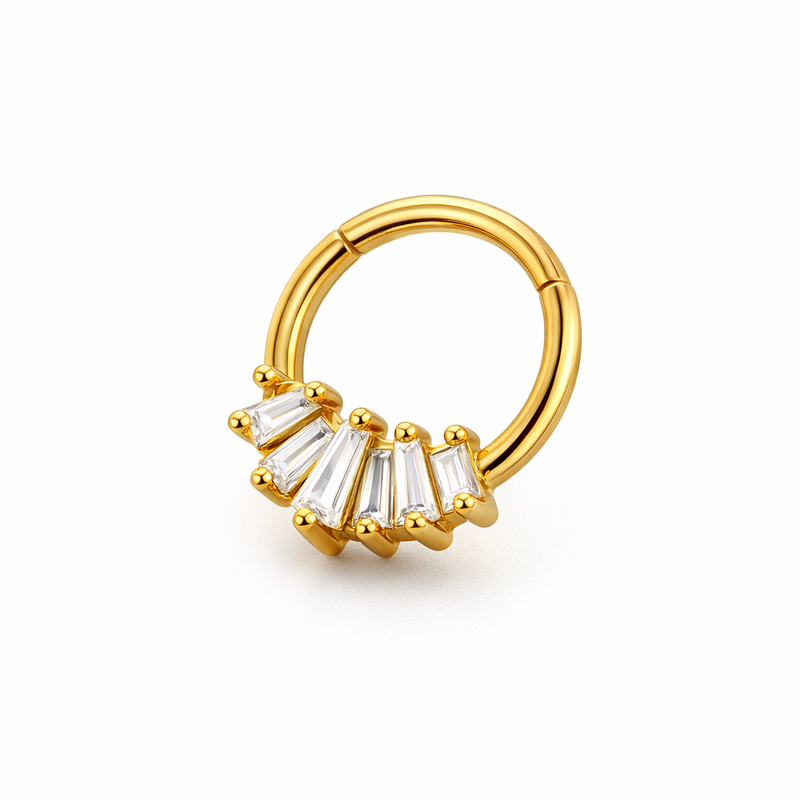 Cerchietto con zirconi in Acciaio Chirurgico 316L - Piercing per orecchio / naso