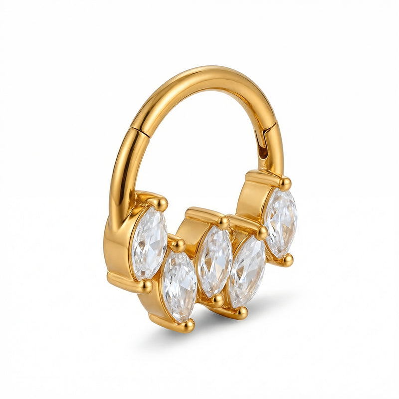Cerchietto con cinque zirconi in Acciaio Chirurgico 316L - Piercing per orecchio / naso