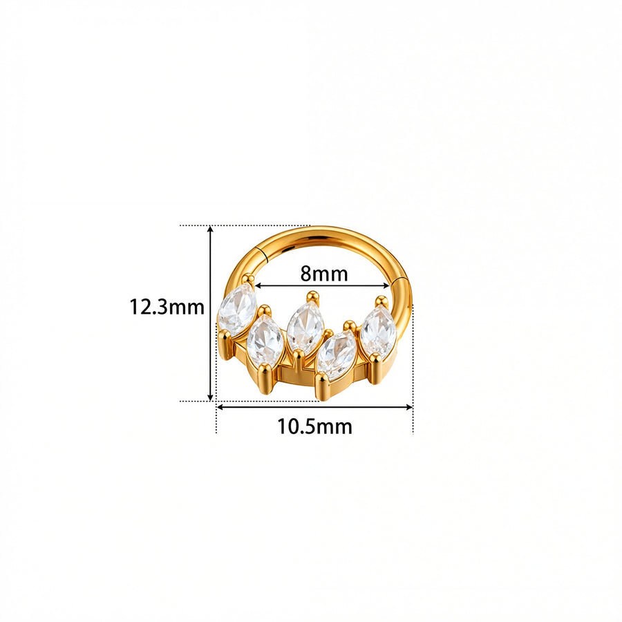 Cerchietto con cinque zirconi in Acciaio Chirurgico 316L - Piercing per orecchio / naso