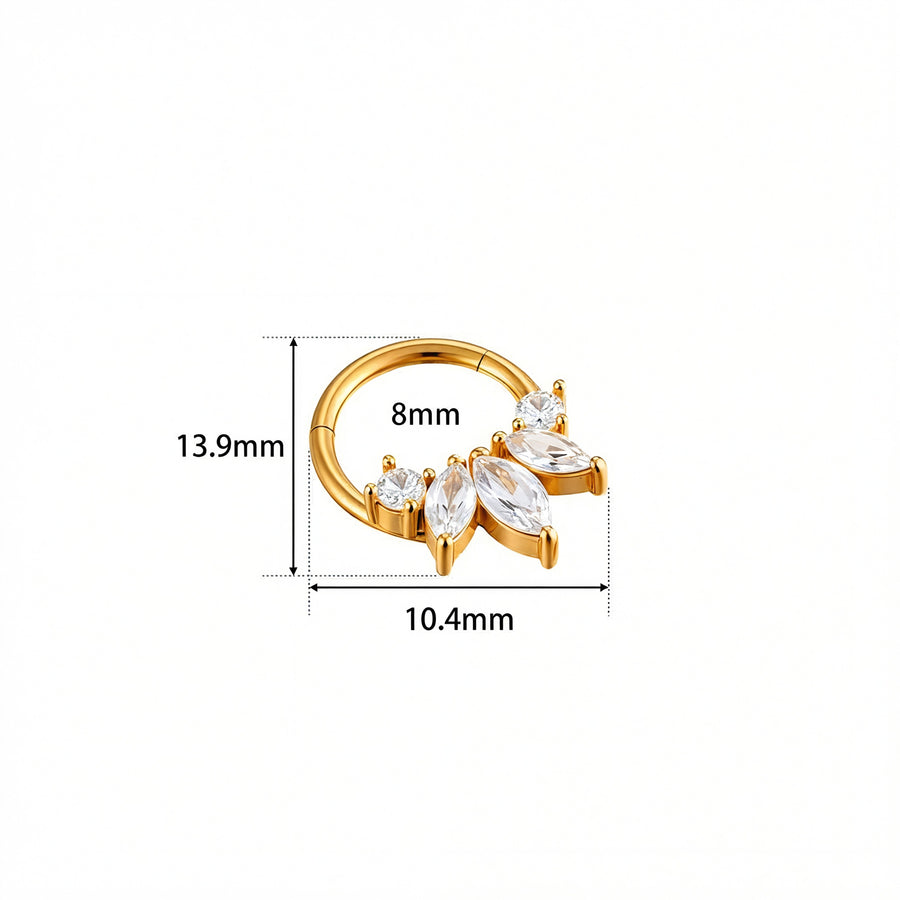 Cerchietto con cinque zirconi in Acciaio Chirurgico 316L - Piercing per orecchio / naso