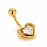 Piercing con cuore e zircone in Acciaio Chirurgico 316L - Piercing per ombelico