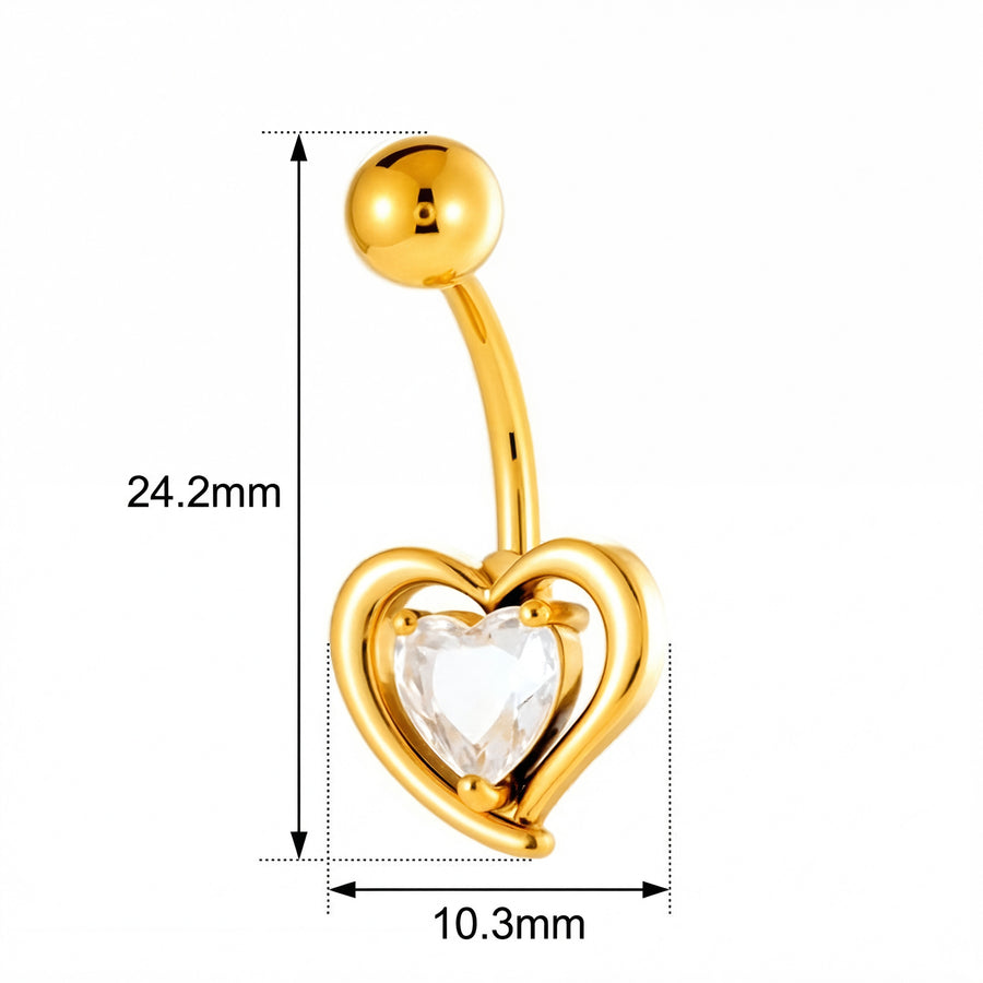 Piercing con cuore e zircone in Acciaio Chirurgico 316L - Piercing per ombelico