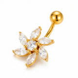 Piercing con fiori di zirconi in Acciaio Chirurgico 316L  - Piercing per ombelico